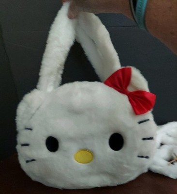 Hello Kitty White with Red Bow Plush Purse Crossbody Bag Long Strap Included NIP
