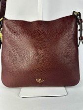 Fossil Burgundy Pebbled Leather Crossbody Bag Adjustable Strap