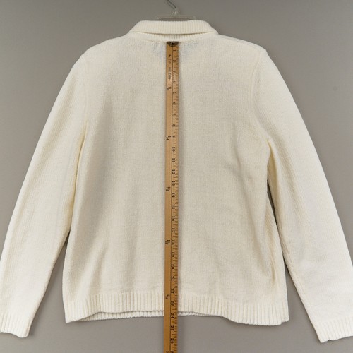 Alfred Dunner M Ivory Chenille Pullover Sweater Vintage Collar Knit - Picture 5 of 7
