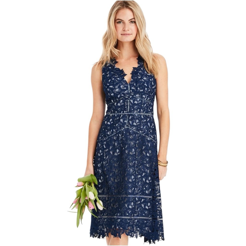 navy lace dress sleeveless Baltic Born Womens Summerlin Lace Top Maxi Dress | Blue main image 0