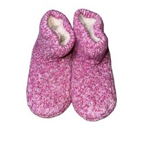 Bombas Gripper Slippers Medium Pink Marled Knit Sherpa Lined House Shoes