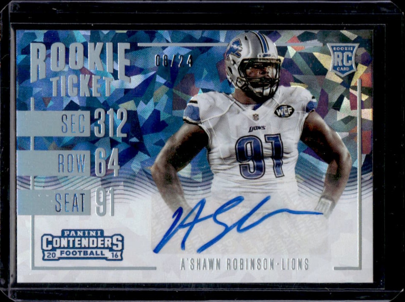 A'Shawn Robinson Panini Contenders #254 Autograph-Cracked Ice Ticket