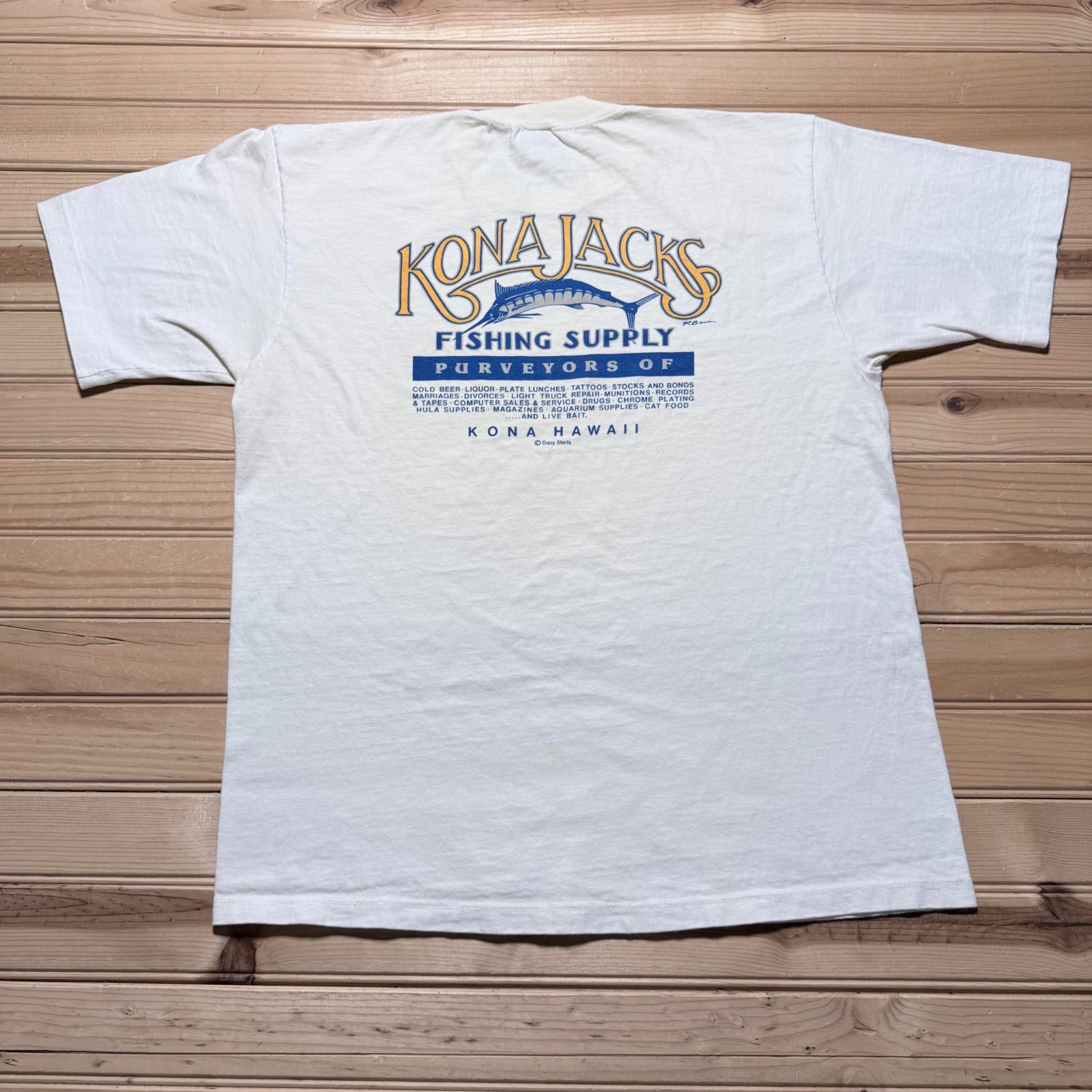 Vintage 90s Kona Jacks Fishing Supply Hawaii Graphic Promo T-Shirt Men's Medium