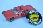 Redline Hot Wheels Cruiser Fire Dept Red Spectraflame 1969 Vintage with Button