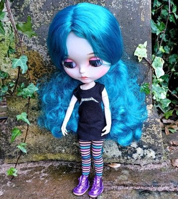 12'' Custom Nude Blythe 1/6 BJD Doll New Matte Face Pink Cheek Blue Hair Brows