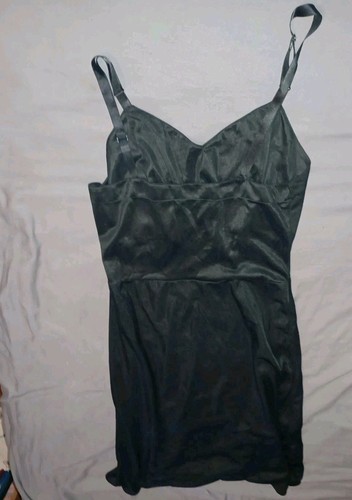 Union Made Sears Full Black Embroidered Scalloped/Petal Edge Slip Dress 36 Bust - Picture 1 of 5