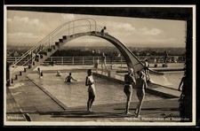 Ansichtskarte Wiesbaden, Opel-Bad, Plantschbecken mit Rutschbahn 