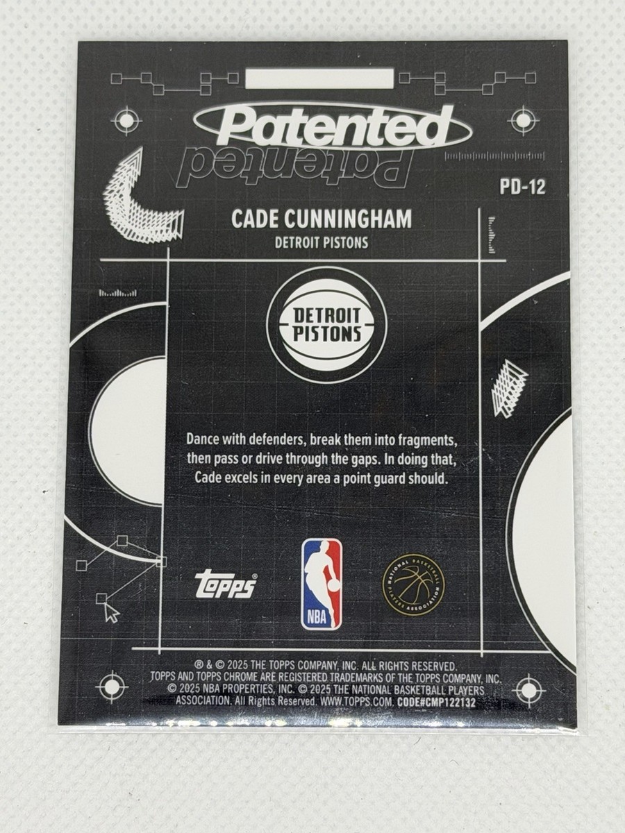 2025-26 Topps Chrome Cade Cunningham Patented PD-12 Case Hit SSP 1