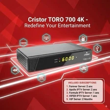 Reciever UHD 24 Months FORECER And 3 Months Vip GOSAT Sp1 / Sp2 Cristor Toro 700