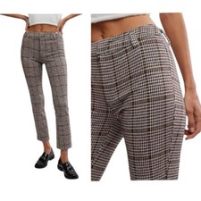 Free People Molly Slim Plaid Houndstooth Pants size 10 NWT