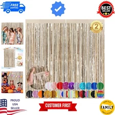 Elegant 2Pack Fringe Curtains 3.3 x 8.3 Ft - Perfect for Weddings & Celebrations