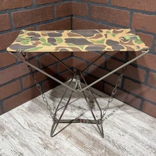 VTG DUCK CAMO FOLDING METAL HUNTING CHAIR CAMPING CAMP HUNTING FISHING SEAT 80s