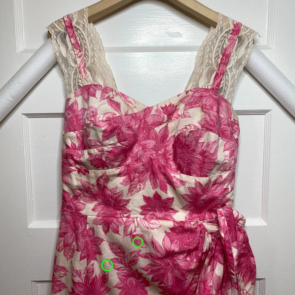 Vintage 1950s Cocktail Dress Womens XS Coquette Dainty Floral Glam Party Retro - Image 2 of 4