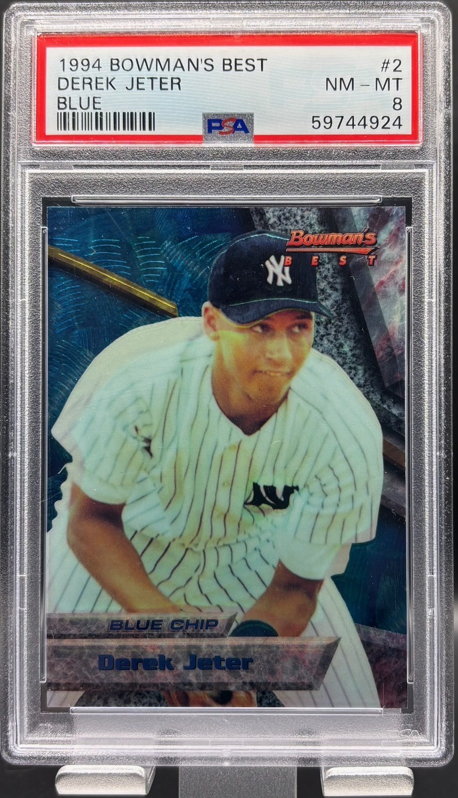 1994 Bowman's Best #2 Derek Jeter Blue Refractor PSA 8 NM - MT HOF NY Yankees