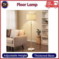 Marble Floor Lamp, Adjustable Height Standing Lamp With Marble Base Tall Lamp