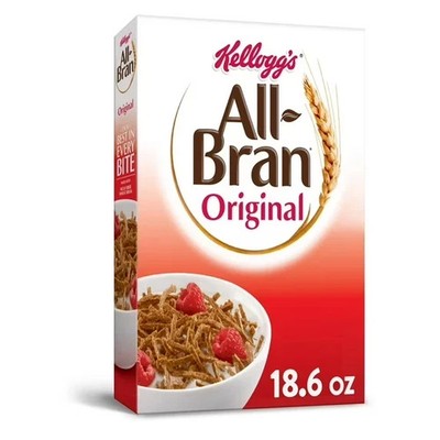 Kellogg's All-Bran Original Breakfast Cereal Family Size Box, 18.6 oz