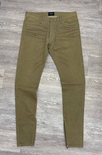 FEAR OF GOD "Fifth Collection" Green Denim Slim Fit Jeans Size 35