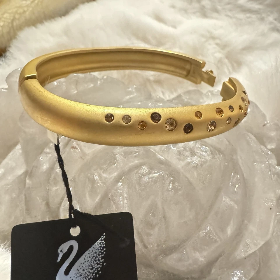 NUEVO CON ETIQUETAS Pulsera Bisagras Cristal Swarovski Tono Oro Mate 6.5 Colores Marrón y Ámbar Foto 3 de 4