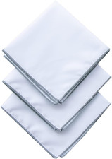 3-Pk Mens Cotton White Pocket Square with Color Border 10 Colors 