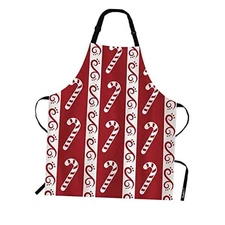 Chef Apron 27 X 31 Inch, Floral Red White Christmas Non-Pilling Bib Candy Cane