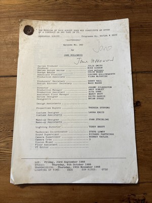 Eastenders Rehearsal Script Original Signed Episode 392 (1988)