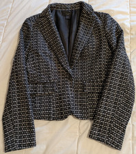 Ann Taylor Women  s Black/White Tweed Wool Blend Blazer Jacket Size 8
