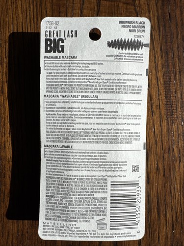 Maybelline Great Lash-Big Brush-Washable Mascara-132 BROWNISH BLACK - NEW!!! - Picture 2 of 2