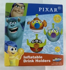 Disney Pixar Alien Remix Pool Inflatable Drink Holders by SwimWays - 6 Pack NEW