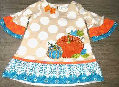 baby girl FANCY HALLOWEEN THANKSGIVING DRESS 18 mo EMILY ROSE pumpkin velvet bow