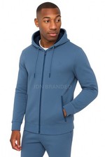 Mens Fleece Hoodie Zip Up Jumper Casual Fit Plain Cotton Sweatshirt Zipped NEW