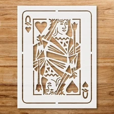 Queen of Hearts Decorative Stencil for DIY Crafts and Home Decor - StencilAir