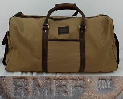 RMEF Canvas Duffle Bag Brown Leather Trim Weekender Carry-On #Z5099