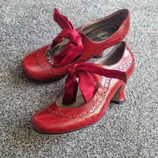 Hush Puppies 'Noella' Shoes Red Patent Leather Size 3 Ribbon Tie Victorian