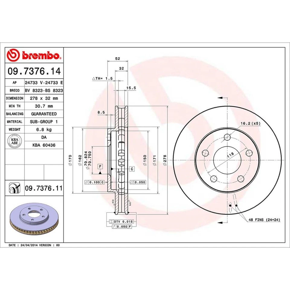 Kit de frenos Brembo rotores delanteros y pastillas de cerámica para Buick Chevy Oldsmobile Pontiac Foto 4 de 4