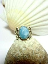 Larimar - Atlantisstein Ring  A- Qualität 925 Silber Ringdurchmesser 17 mm  NEU