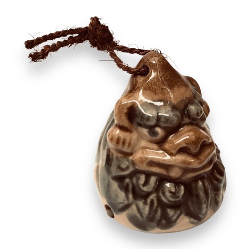 Japanese Clay Bell Dorei Okinawan Shisa Foo Lion Pottery Sueyoshi Kiln Lucky S7 - Picture 4 of 9