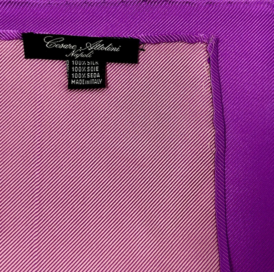 Novo CESARE ATTOLINI NAPOLI Estampa de Seda Roxa Bolso Quadrado - Imagem 2 de 2