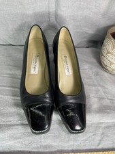 Vtg Etienne Aigner Black Matte Patent Leather 2.5" Heels Pumps 9M Spain