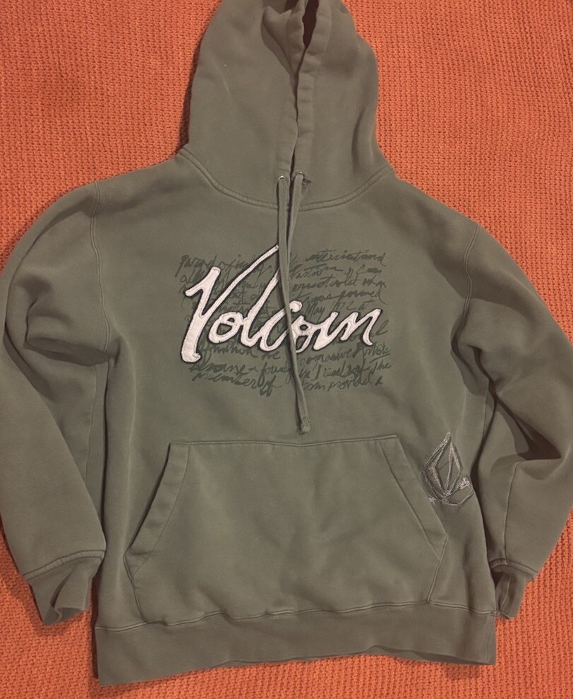 Volcom Reversible Hoodie Mens S Green Hoodie Sweatshirt Y2K Skate Grunge