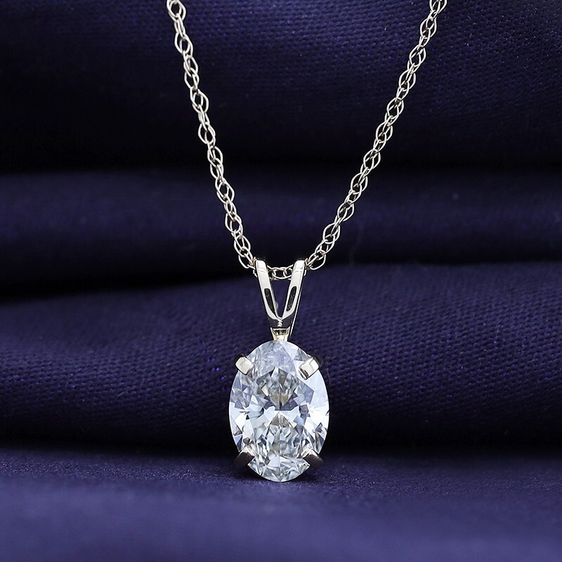 1.00 Ct EGl Certified F-G SI Diamond Solitaire Pendant Necklace 14K YG Lab Grown