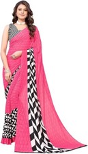 MSRETAIL Women's Georgette Floral Printed Saree Indian Fashion With Blouse Piece