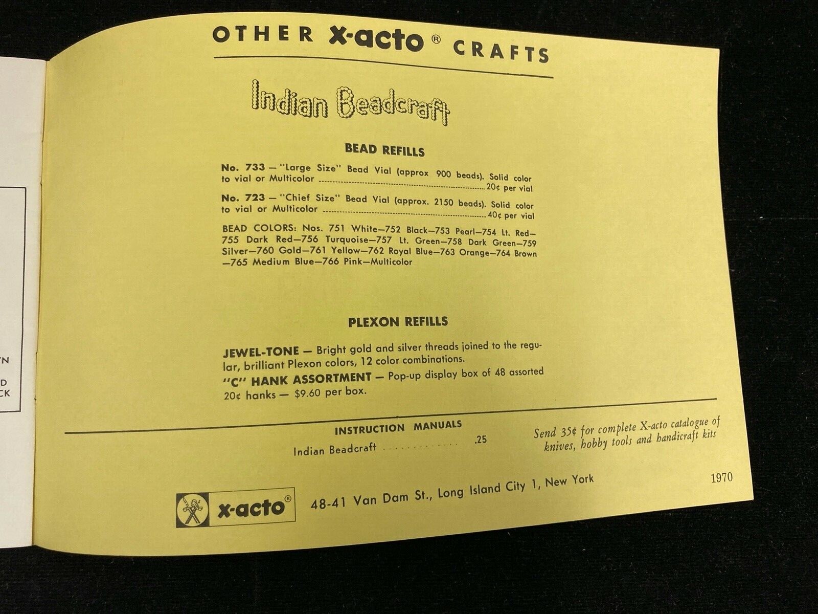 X-ACTO PLEXON INSTRUCTION MANUAL FOR BRAIDING-WEAVING-WRAPPING ,1970 14TH EDITIO