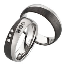 Paar Ringe mit Diamant Ehering Verlobungsring...