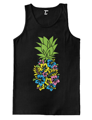 Floral Pineapple - Hawaiian Lei Flowers Beach Vacation Men's Tank Top