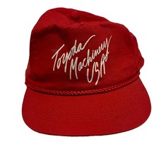 VINTAGE 80s 90s T.I. Toyota Machinery USA Red SnapBack Trucker Hat