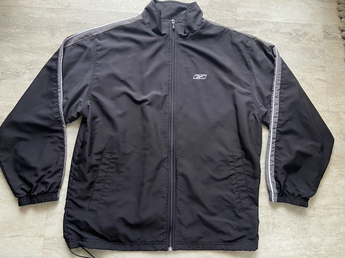 【HI FI FNK】Raw Rip Span Jacket Reebok Jacket Black Full Zip Long Sleeve Track Cinch