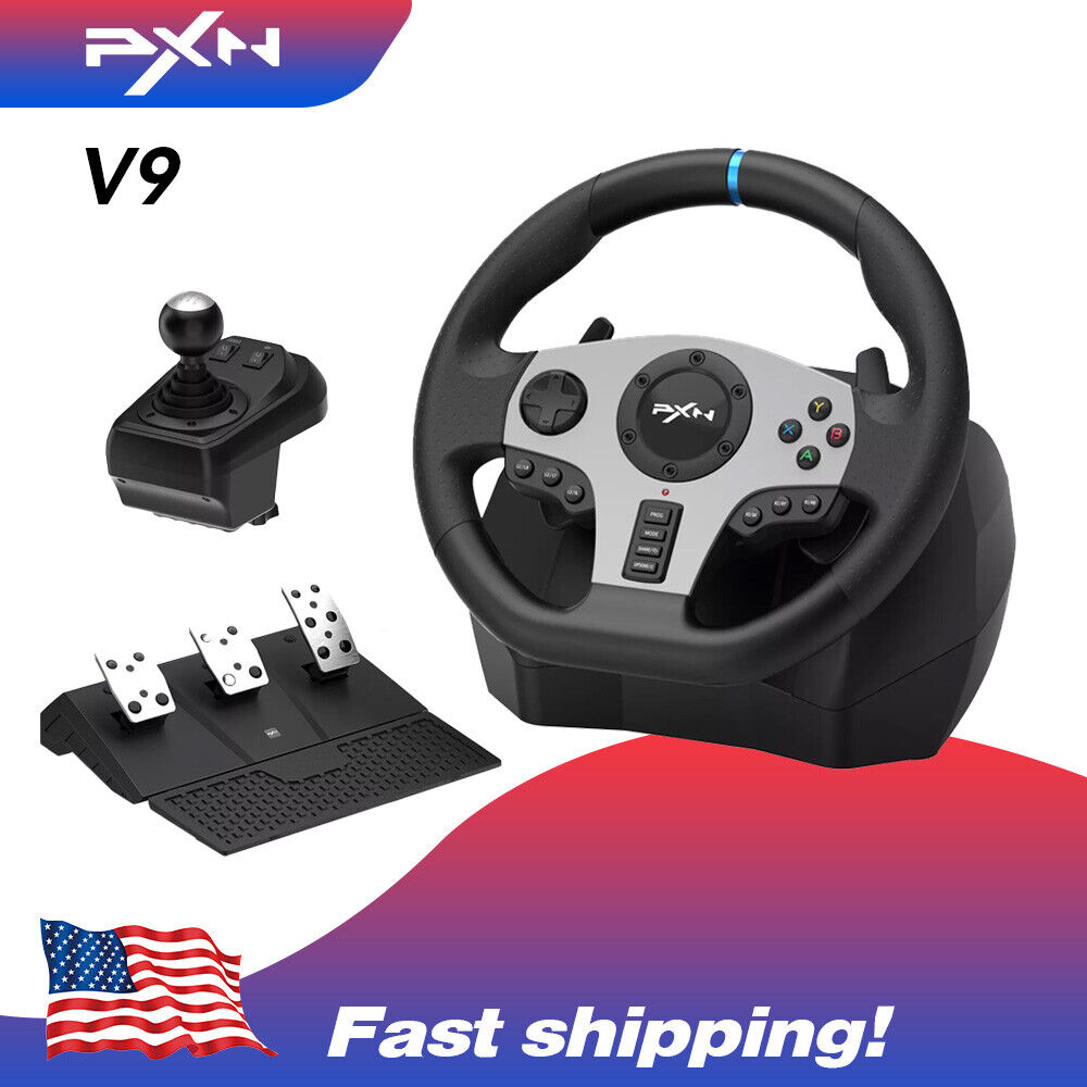 PXN V9 Gaming Steering Wheel With Pedals Shifter For PC PS3 PS4 Xbox Switch New PXN V9 Gaming Steering Wheel With Pedals Shifter For PC PS3 PS4 Xbox Switch New