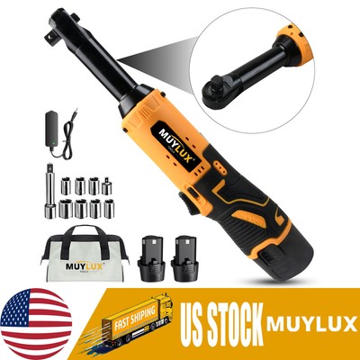 3/8'' Cordless Electric Ratchet Wrench Kit 2/ Battery & Charger High Speed