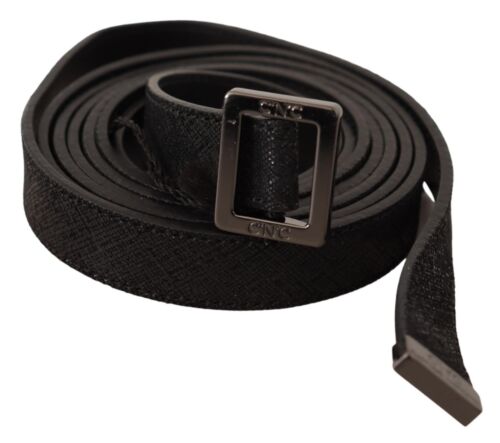 Costume National Chic Black Leather Fashion Belt with Metal Women's Buckle - Picture 1 of 3