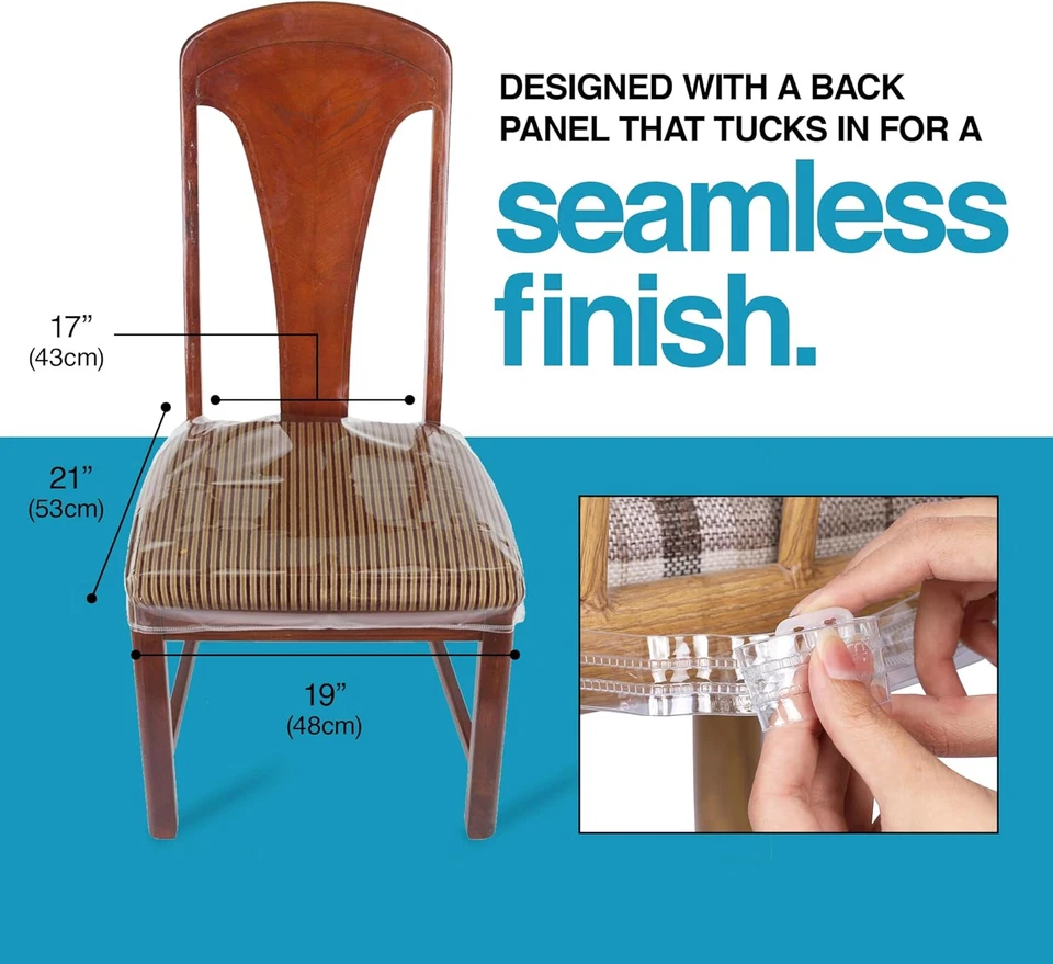 Fundas de sillas de plástico, fundas de asiento de plástico para sillas de comedor, protector de silla, Vi Foto 2 de 4